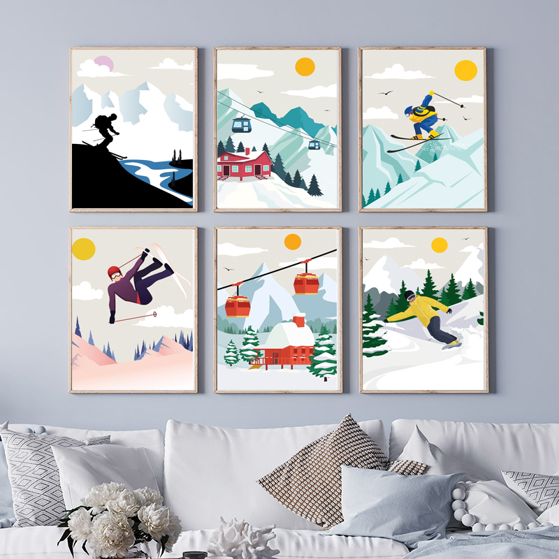 Baby Nursery Mountain Theme - Minimalist Kar Dağı Kanvas Tablosu -