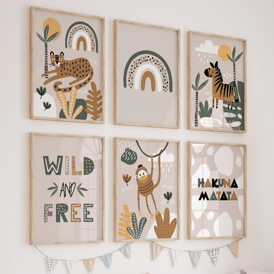 Baby Nursery Jungle Animals - Leopar Zebra Maymun Orman Hayvan Kreş