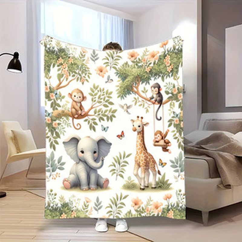 Baby Nursery Jungle Animals - VIKAMA Suluboya Orman Hayvan Bebek Battaniyesi