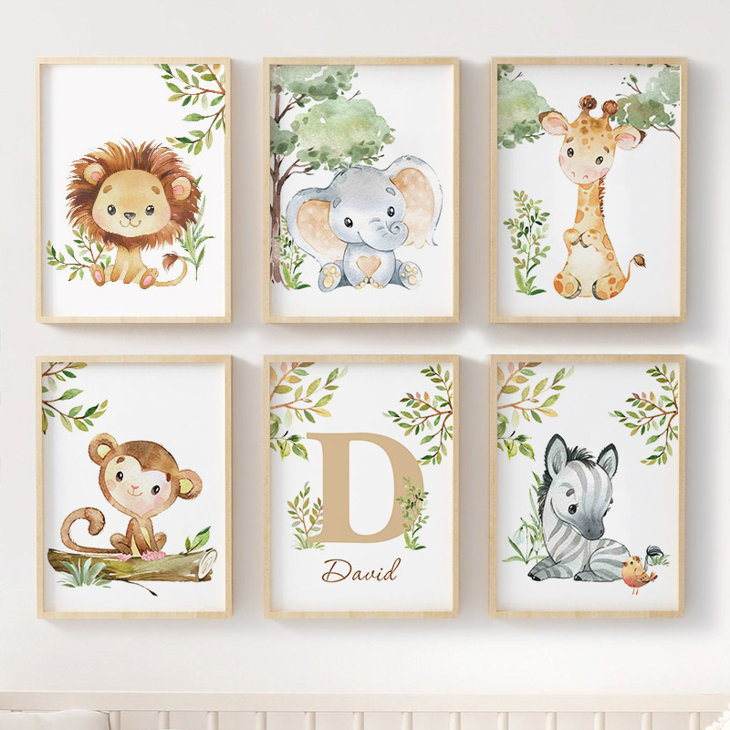 Baby Nursery Jungle Animals - Aslan Fil Zürafa Maymun Zebra Kreş