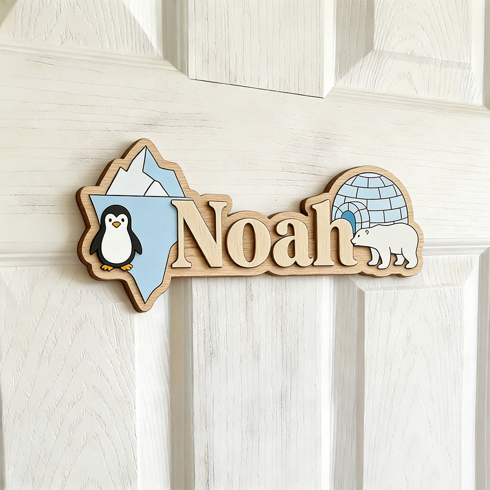 Baby Nursery Name - Arktik Pengueni ve Kutup Ayısı Özel