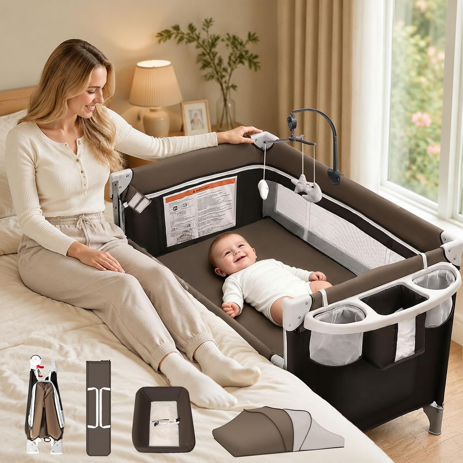 Bassinet Bedside Sleeper - 5'i 1 Arada Bebek Beşiği, Yatak