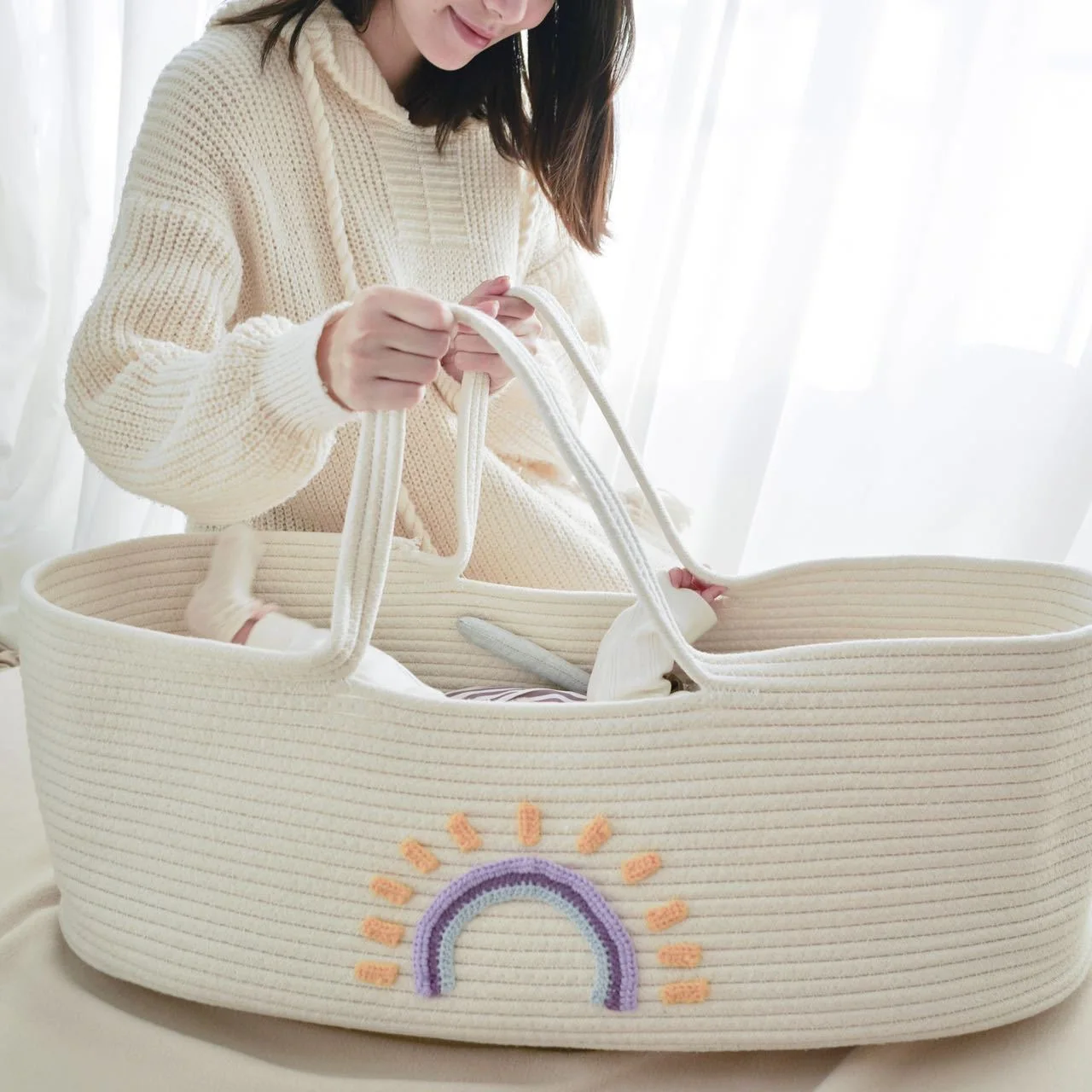 Baby Nursery Storage - Taşınabilir Bebek Taşıma Sepeti Beşik Yenidoğan