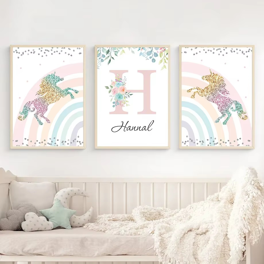 Baby Unicorn Nursery - Kawaii Denizkızı Melek Kız Unicorn Gökkuşağı