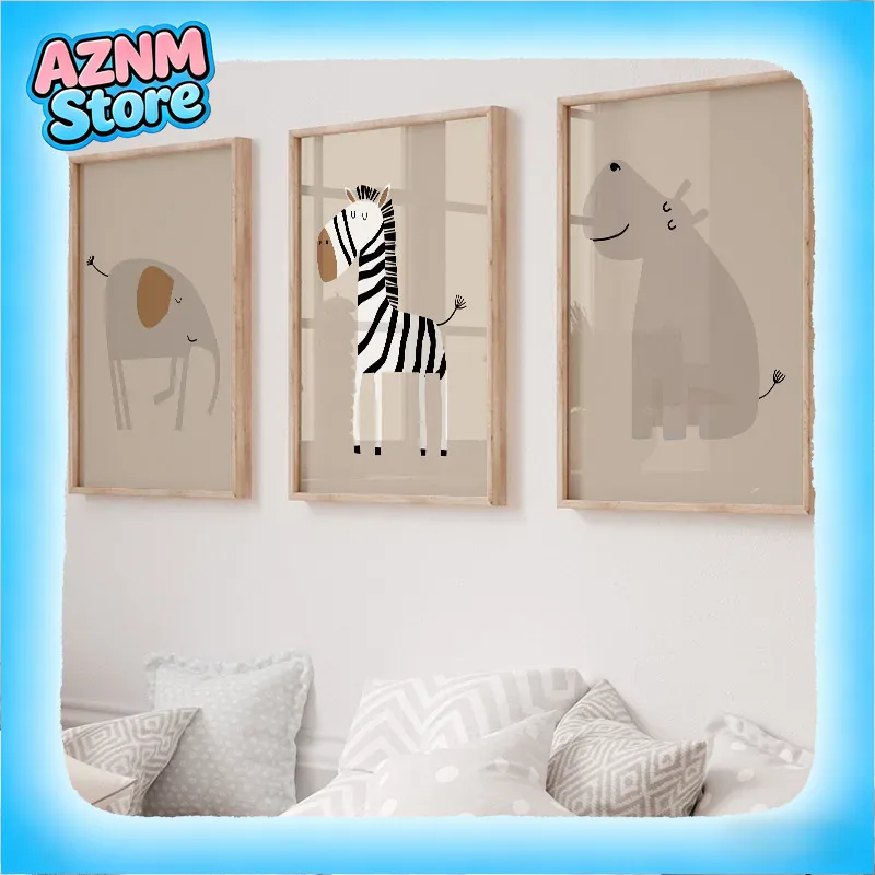Baby Nursery Jungle Animals - Aslan Kaplan Fil Zürafa Orman Hayvanı