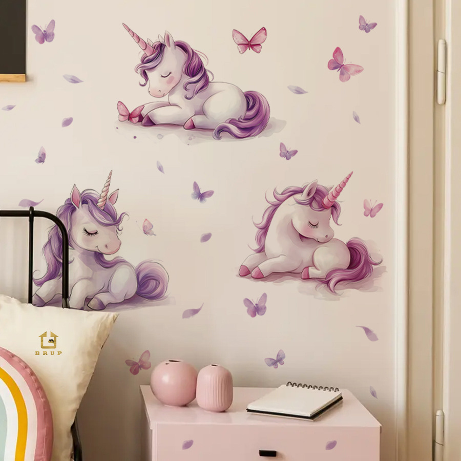 Baby Unicorn Nursery - Karikatür Fantezi Unicorn Duvar Sticker DIY