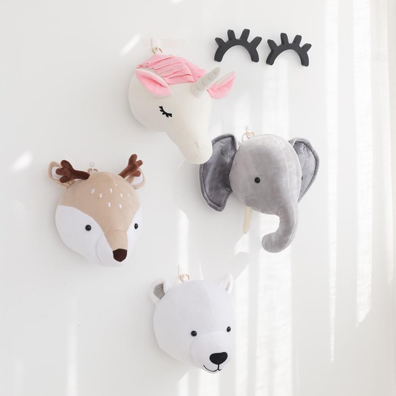 Baby Unicorn Nursery - Peluş Kafa Fil Unicorn Geyik Kreş