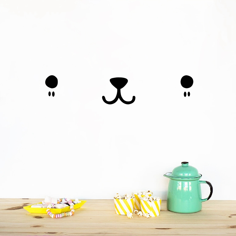 Baby Nursery Design - Sevimli Kawaii yüzü duvar sanatı çıkartması