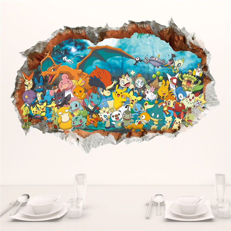 Baby Nursery Vinyl - Karikatür Pokémon Pikachu duvar Sticker çocuk