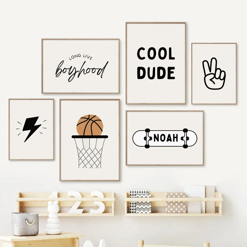 Baby Nursery Art - Basit Çocuk Basketbol Kaykay Spor Çocuk