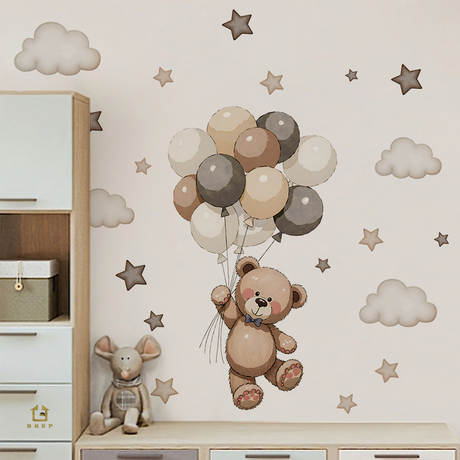 Baby Nursery Design - Sevimli Oyuncak Ayı Duvar Çıkartmaları, Çocuk