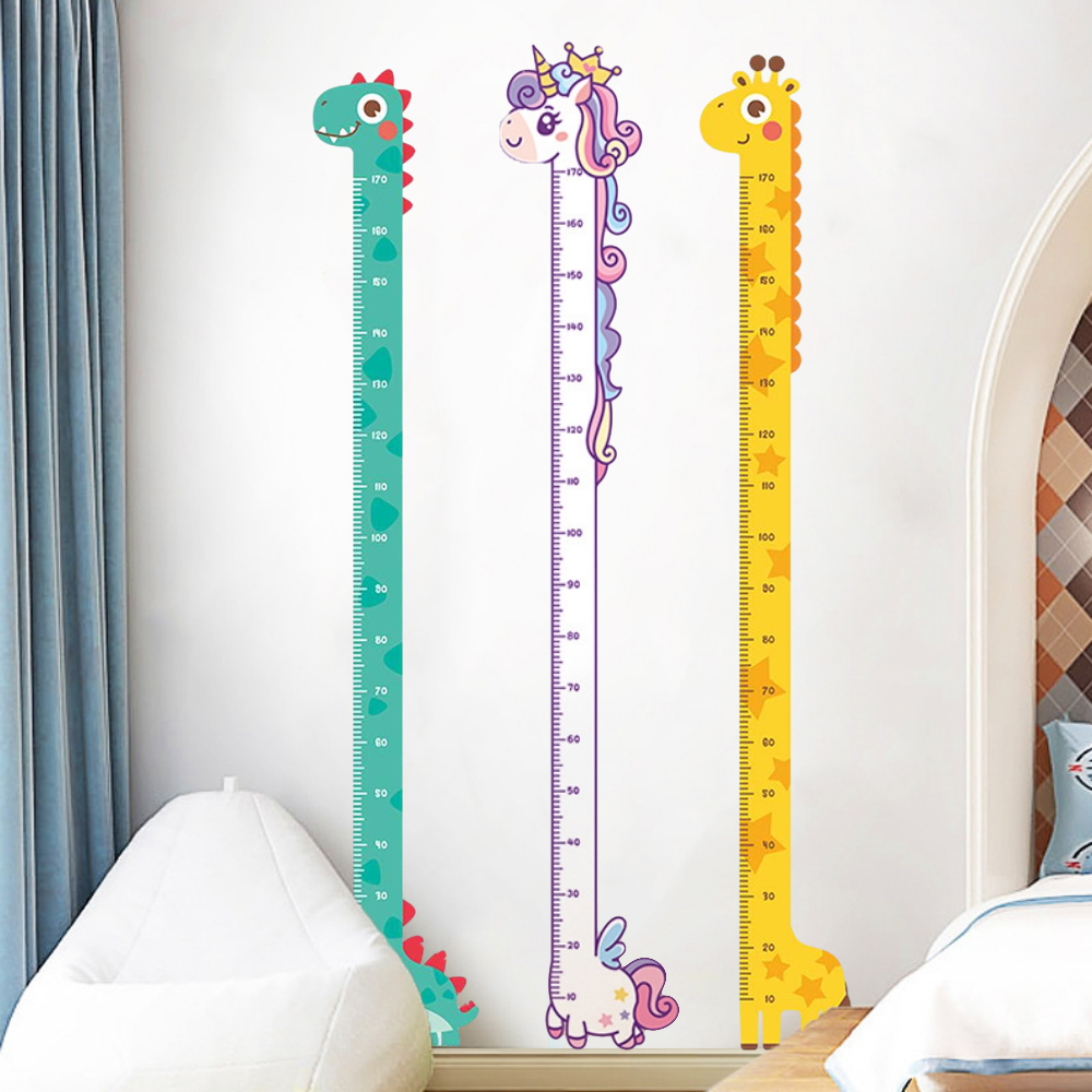 Baby Nursery Vinyl - Sevimli Karikatür Yükseklik Etiket Unicorn Dinozor