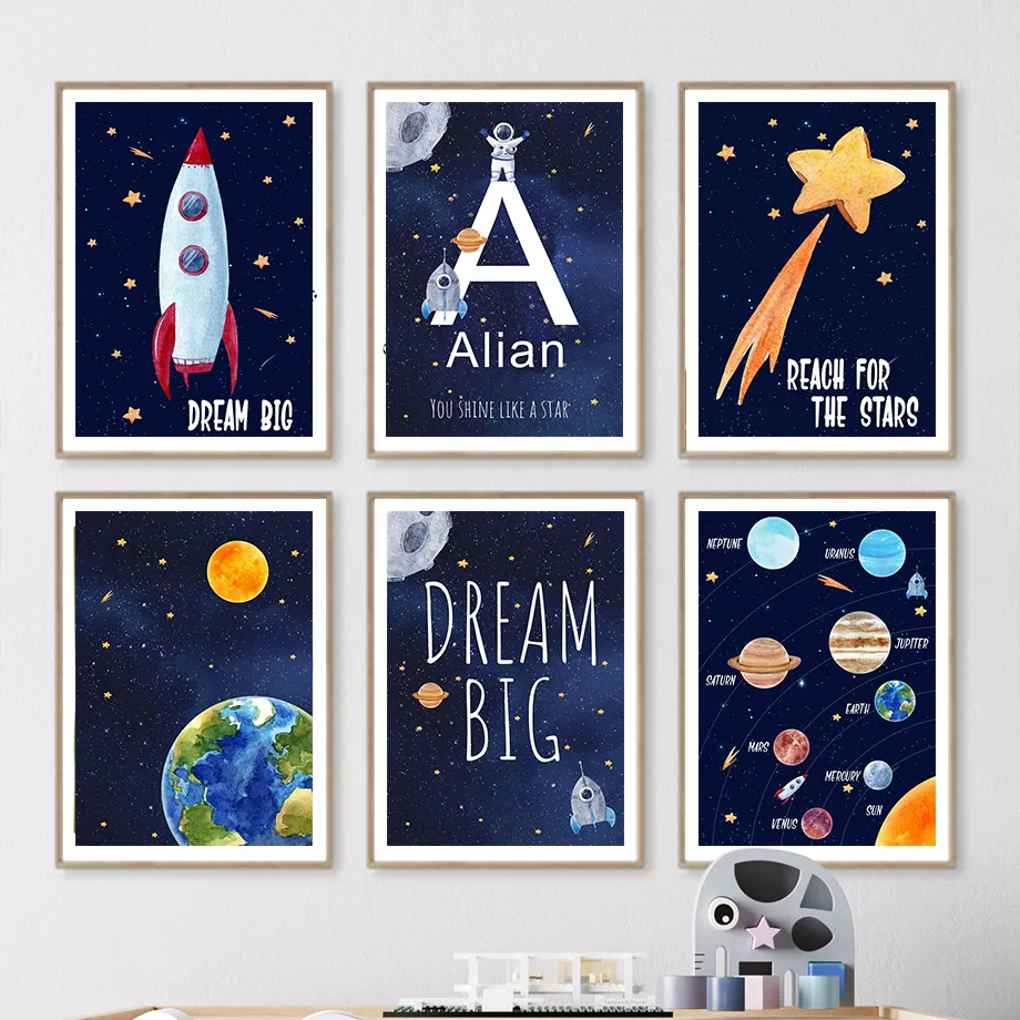 Baby Nursery Art - 1 adet tuval boyama özel adı