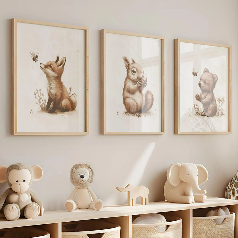 Baby Nursery Art - Ayı Tavşan Tilki Geyik Sincap Fare