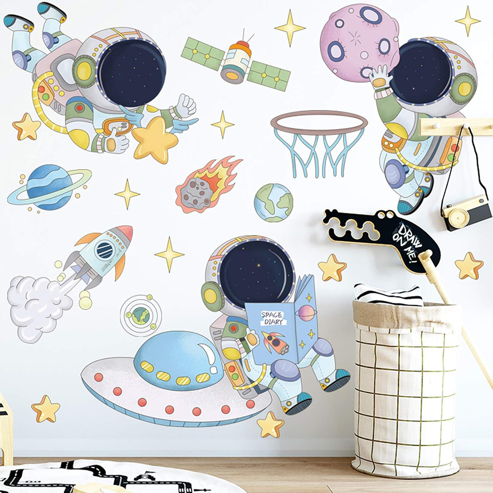 Baby Nursery Vinyl - Astronot Gezegen Uzay duvar çıkartmaları Çocuk