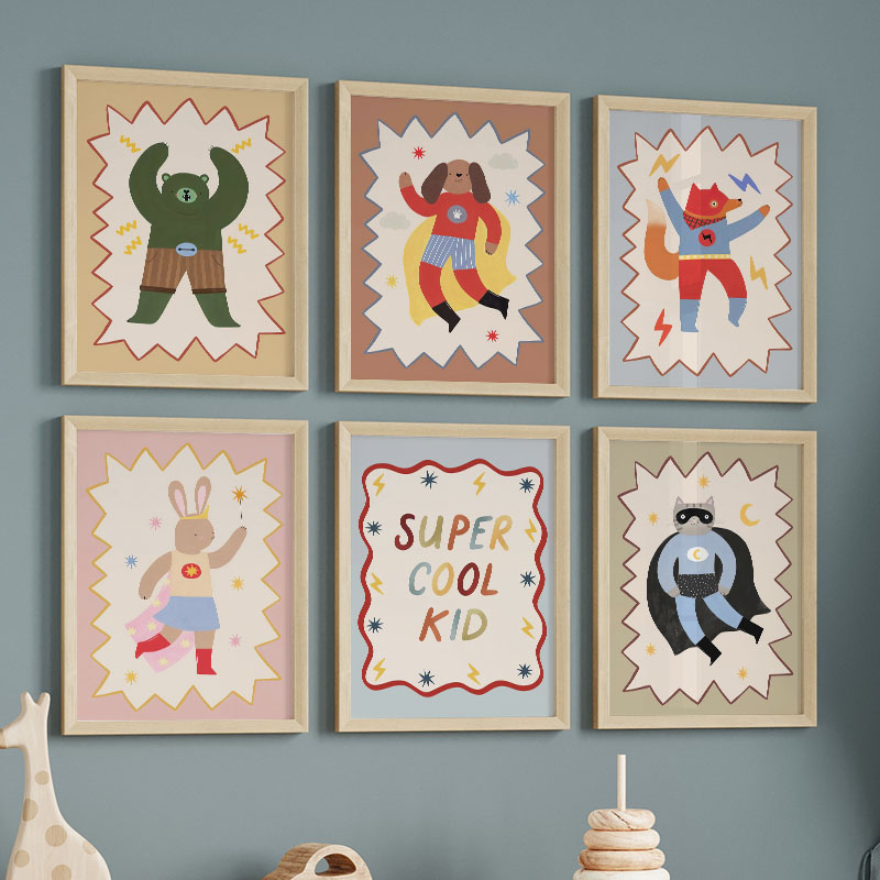 Baby Nursery Art - Komik Karikatür Süper Havalı Çocuk Odası