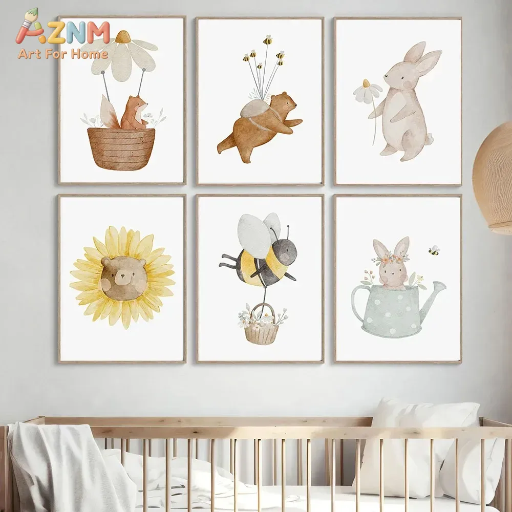 AZNM Suluboya Ayı Tilki Hayvan - Baby Nursery Art incelemesi ve fiyatı