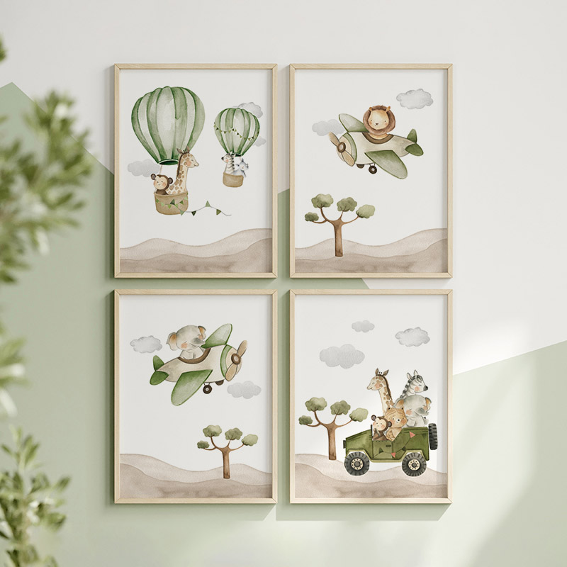 1 adet çerçevesiz, sıcak hava  - Animals Baby Nursery incelemesi ve fiyatı