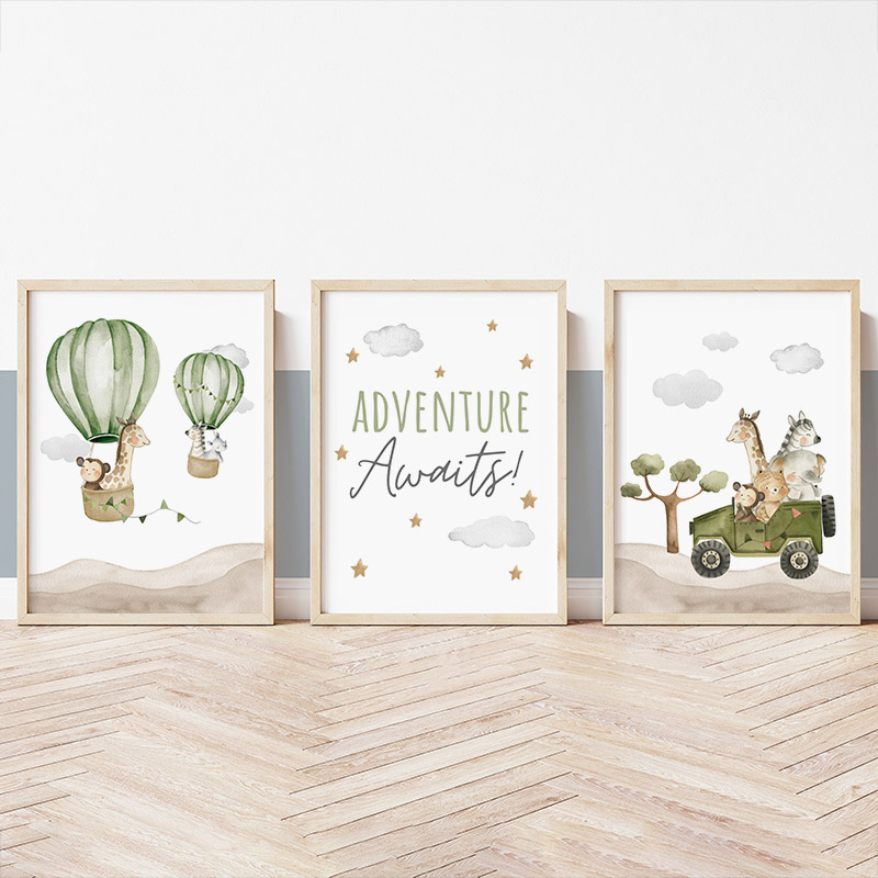 1 adet çerçevesiz, sıcak hava  - Animals Baby Nursery incelemesi ve fiyatı