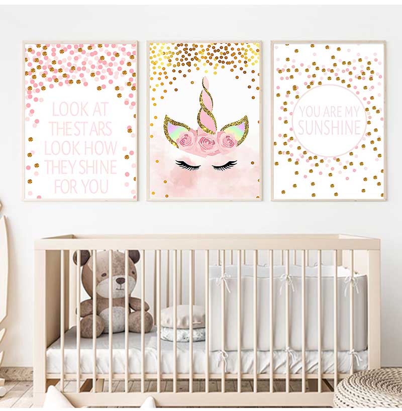 Dekoratif Resim Bebek Kız Yata - Baby Unicorn Nursery incelemesi ve fiyatı