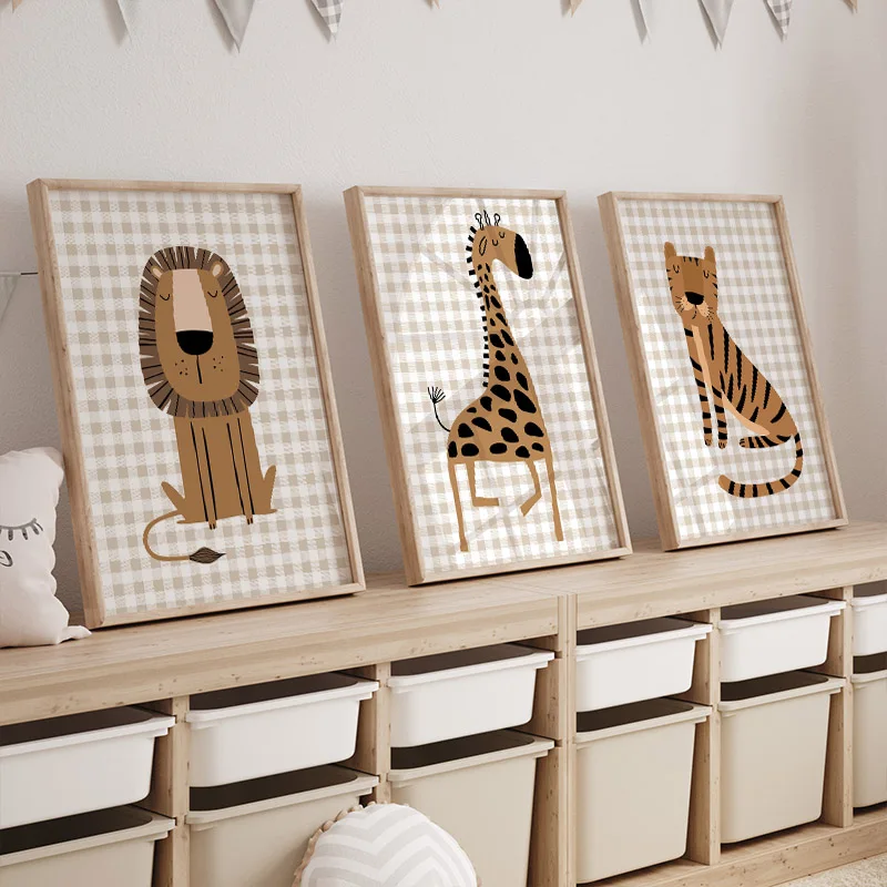 1 adet çerçevesiz aslan kaplan - Baby Nursery Jungle Animals incelemesi ve fiyatı