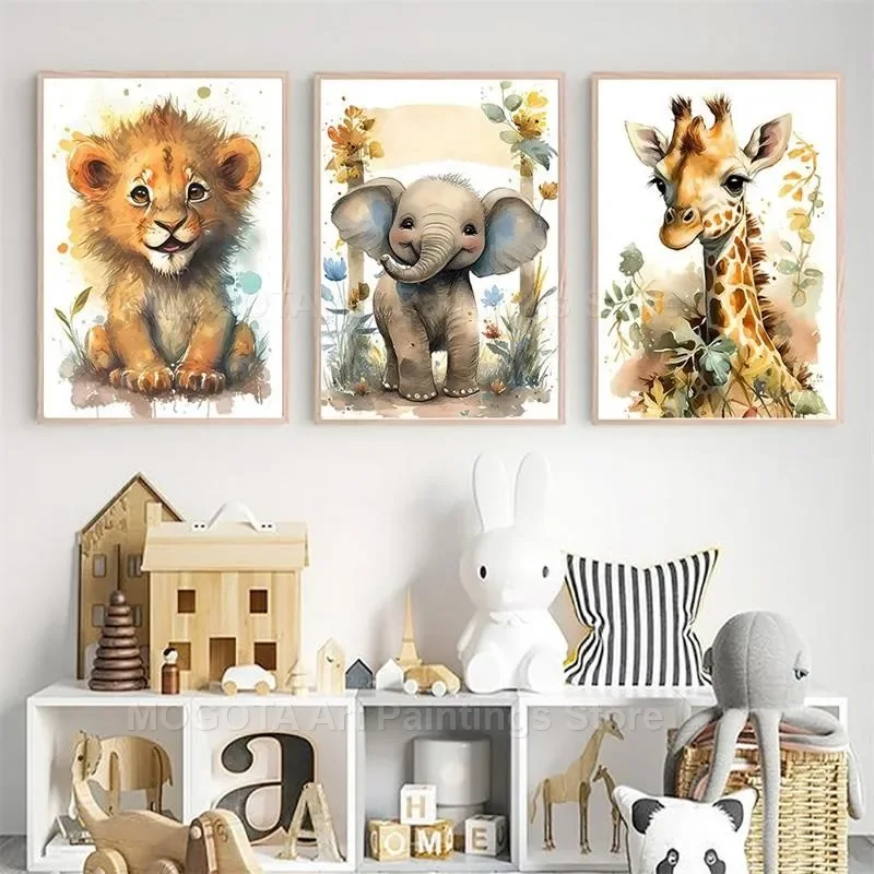 Suluboya Aslan Zürafa Kaplan F - Baby Nursery Art incelemesi ve fiyatı