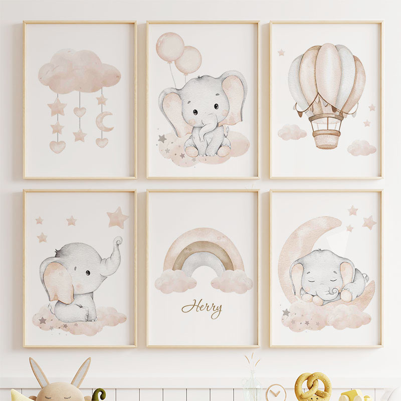 Sevimli Fil Sıcak Balon Ay Gök - Baby Nursery Art incelemesi ve fiyatı