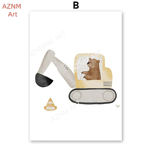 Sevimli Boho Ayı Vinç Ekskavat - Baby Nursery Art incelemesi ve fiyatı