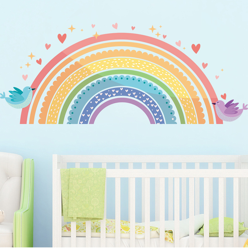Renkli Gökkuşağı Kuş Aşk Duvar - Baby Nursery Design incelemesi ve fiyatı