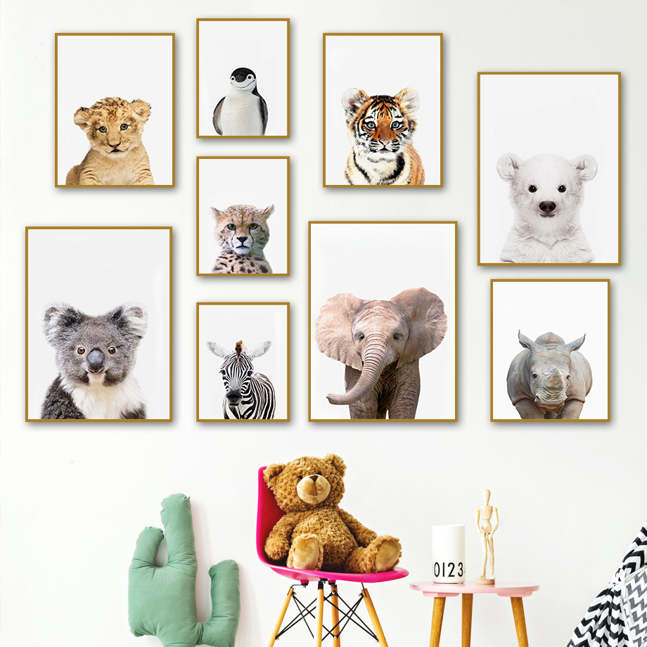 1 adet çerçevesiz kanvas tablo - Baby Nursery Jungle Animals incelemesi ve fiyatı