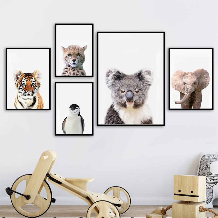 1 adet çerçevesiz kanvas tablo - Baby Nursery Jungle Animals incelemesi ve fiyatı